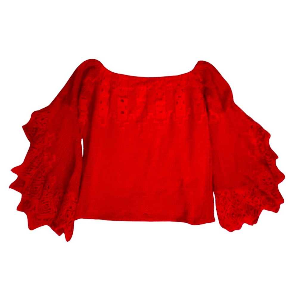 Gorgeous Jen’s Pirate Booty crochet red blouse